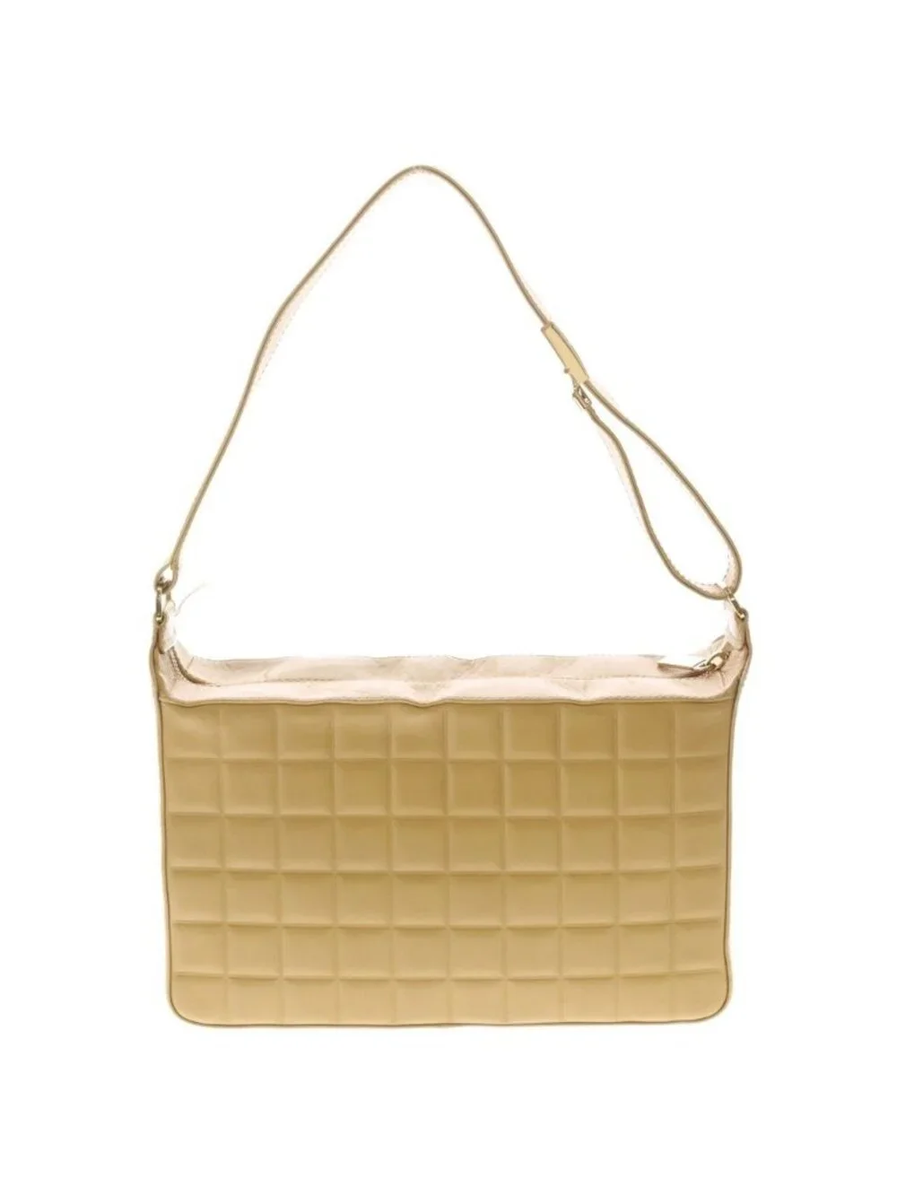 Chanel Choco Bar Shoulder Bag Beige Leather Gold